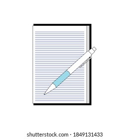 Tablet with sheets and pen. Open Book Flat Icon Sign For Action Help. Symbol for the design of the application, website.