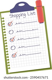 Tablet With Shopping List Vector Illustration