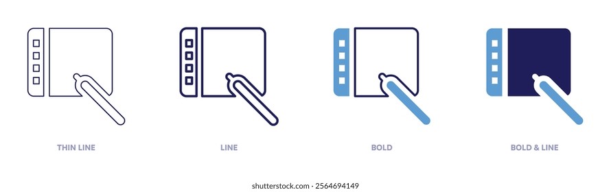 Tablet shortcuts icon in 4 different styles. Thin Line, Line, Bold, and Bold Line. Duotone style. Editable stroke.