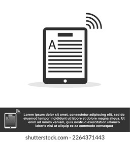 Tablet and signal icon in black and white colour