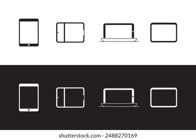 Tablet silhouette vector art illustration.