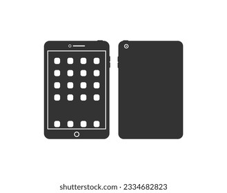 Tablet silhouette vector icon.Tablet computer front view outline.Outline line drawing modern smartphone.Elegant thin stroke line style design.tablet in outline icon design isolated on white background
