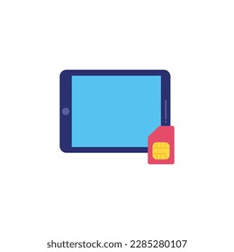 Tablet with SIM card. Vector illustration.