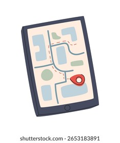 Tablet Similar With Gps Map Navigation Route Location Navigator Vector Illustration.
