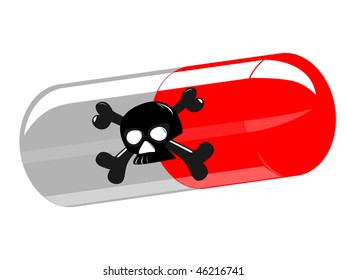 Tablet and skull on pure background