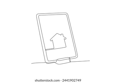 Tablet with smart home app.Individual monitoring home electricity one-line drawing
