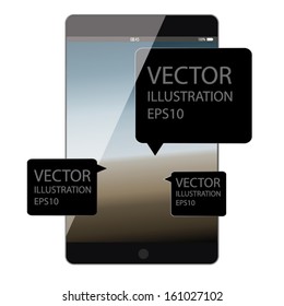 tablet smart phone concept design with black label. vector illustration