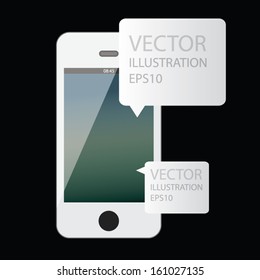 tablet smart phone concept design with paper label. vector illustration