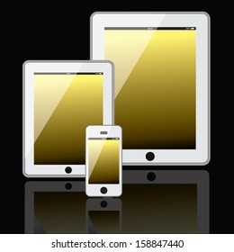 tablet smart phone and sell phone collection. concept design. vector illustration