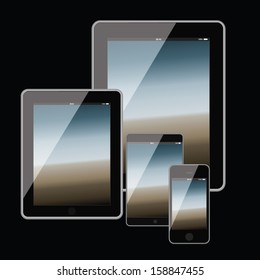 tablet smart phone and sell phone collection. concept design. vector illustration