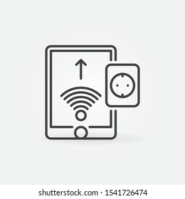 Tablet with Smart Socket vector concept outline icon or symbol