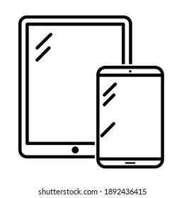 Tablet and smartphone devices icon. Isolated on white background. Simple flat vector. Eps10 symbol