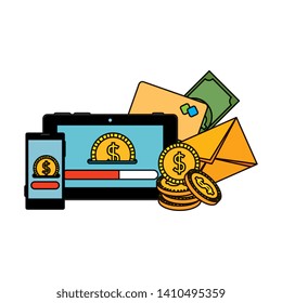 tablet and smartphone with ecommerce icons
