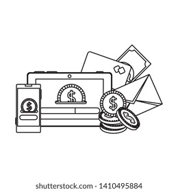 tablet and smartphone with ecommerce icons