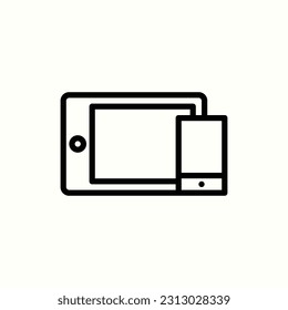 tablet and smartphone icon, isolated icon in light background, perfect for website, blog, logo, graphic design, social media, UI, mobile app