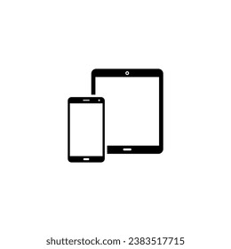 Tablet and smartphone icon isolated on white background.