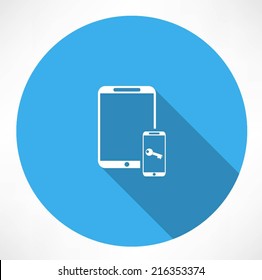 tablet and smartphone with a key icon