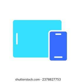 Comprimido con el icono de la línea del smartphone. Gadget, multimedia, pantalla táctil, estudio, tecnología, Internet, batería, electrónica. Icono de color vectorial sobre fondo blanco para negocios y publicidad.