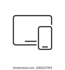 Tablet and smartphone, linear icon. Technology. Ecosystem interaction. Line with editable stroke