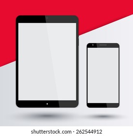 tablet and smartphone mock up on abstract geometrical background, vector illustration, eps10, easy to edit