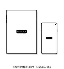 Tablet and Smartphone Mockup Design Vector Illustration. Modern Device Images