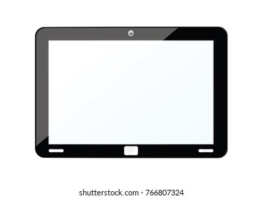 Tablet, smartphone, PC computer in black color with white screen, vector isolated on white background,EPS10