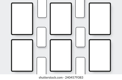 Tablet And Smartphone Screens Mockups With Blank Screens. Vector Illustration