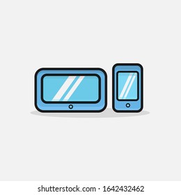 Tablet and Smartphone Vector Icon Illustration. Tablet and Smartpho Vector. Flat Cartoon Style Suitable for Web Landing Page, Banner, Flyer, Sticker, Wallpaper, Background