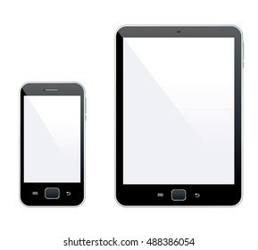 tablet and smartphone vector mockup over white, vector illustration