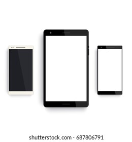 tablet and smartphones mockup on white