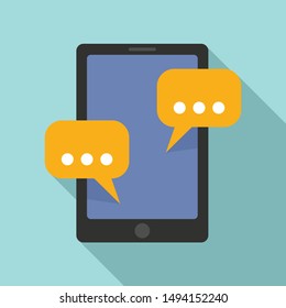 Tablet sms chat icon. Flat illustration of tablet sms chat vector icon for web design