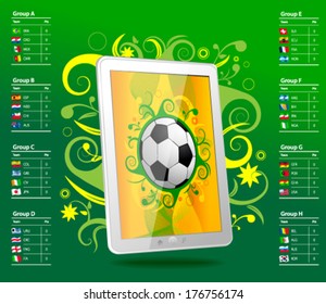 Tablet with soccer ball, brazil, table 