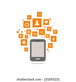 Tablet social icons web vector