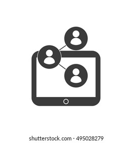 tablet with social media icon vector illustration design