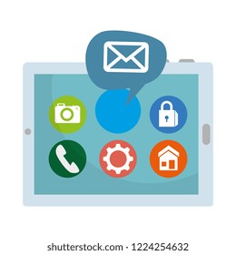 tablet with social media icons