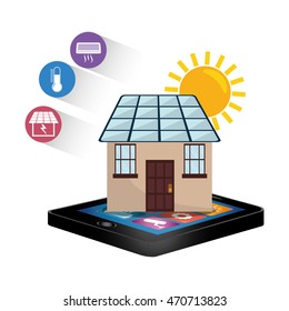 tablet solar panel smart house home technology app icon set. Flat and Colorful illustration. Vector illustration