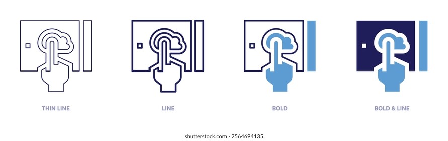 Tablet solutions icon in 4 different styles. Thin Line, Line, Bold, and Bold Line. Duotone style. Editable stroke.