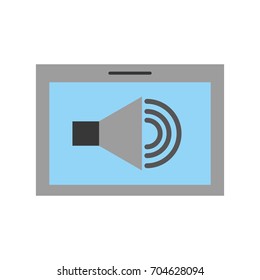 tablet with speaker sound isolated icon