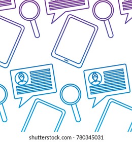 tablet speech bubble magnifier internet technology pattern