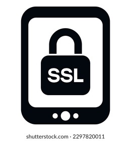 Tablet SSL certificate icon simple vector. Secure website. Padlock payment
