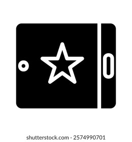 Tablet with star icon. Concept of favorite, bookmark, and rating.