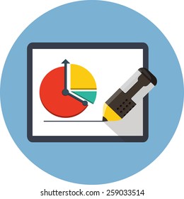 Tablet With Statistics Chart 