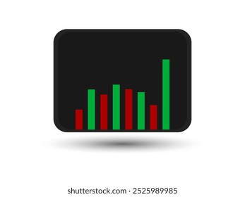 Tablet with stock market graph chart. Business banner. Finance wallpaper. Vector illustration