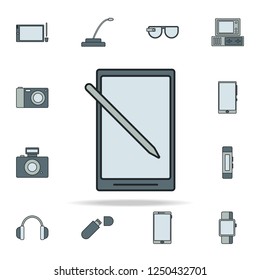 tablet with stylus icon. Devices icons universal set for web and mobile