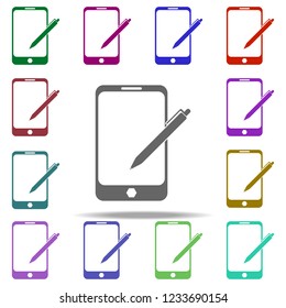tablet with stylus icon. Elements of University life in multi color style icons. Simple icon for websites, web design, mobile app, info graphics