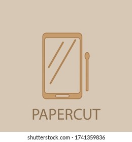 Tablet with stylus papercut icon. Simple glyph, flat vector of web icons for ui and ux, website or mobile application