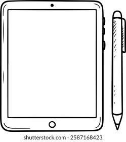 Tablet with a Stylus Pen Beside It