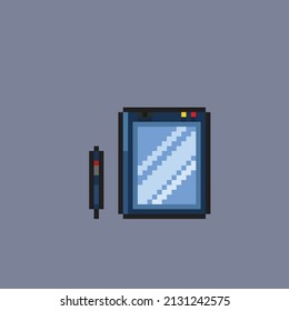 tablet with stylus in pixel style