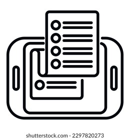 Tablet task schedule icon outline vector. Event person. Busy agenda