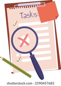 Tablet With Tasks Sheet Vector Illustration